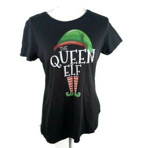 Queen Elf Christmas Graphic Tee Medium Black Short